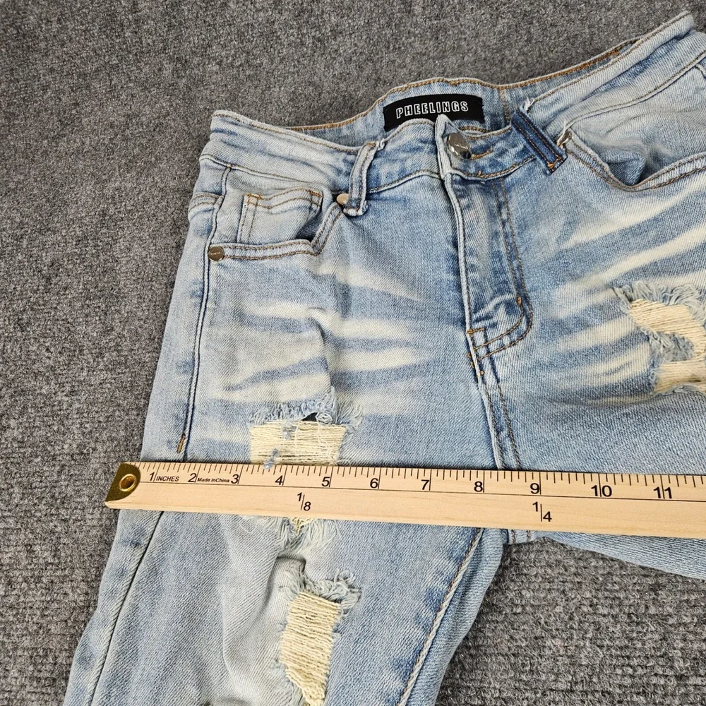 Pheelings Distressed Flare Jeans Light Wash Ripped Frayed Hem Mens Size 28